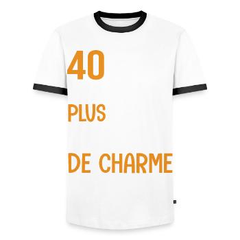 40 ans plus de charme cadeau anniversaire 40 ans - T-shirt contrasté Homme - blanc/noir - Devant - AI Model Female 172 light (172cm) & AI Model Male 178 dark (178cm)