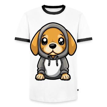 Beagle Hund Lustig - Männer Kontrast-T-Shirt - Weiß/Schwarz - Vorne - AI Model Female 172 light (172cm) & AI Model Male 178 dark (178cm)