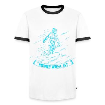 Droge snowboarden - Männer Kontrast-T-Shirt - Weiß/Schwarz - Vorne - AI Model Female 172 light (172cm) & AI Model Male 178 dark (178cm)