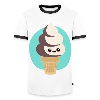 sweet soft ice cream summer kawaii - Men's Ringer Shirt - white/black - Front - AI Model Female 172 light (172cm) & AI Model Male 178 dark (178cm)