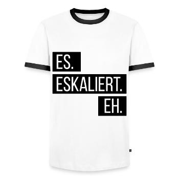 ES ESKALIERT EH ESKALATION PARTY SAUFEN TRINKEN - Männer Kontrast-T-Shirt - Weiß/Schwarz - Vorne - AI Model Female 172 light (172cm) & AI Model Male 178 dark (178cm)