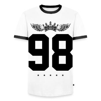 98 Couronne numérique - T-shirt contrasté Homme - blanc/noir - Devant - AI Model Female 172 light (172cm) & AI Model Male 178 dark (178cm)