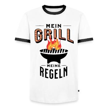 Mein Grill Meine Regeln Spruch Shirt BBQ Grill - Männer Kontrast-T-Shirt - Weiß/Schwarz - Vorne - AI Model Female 172 light (172cm) & AI Model Male 178 dark (178cm)