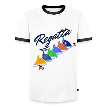 Regatta Captain Segelboot Yacht für Segler Skipper - Männer Kontrast-T-Shirt - Weiß/Schwarz - Vorne - AI Model Female 172 light (172cm) & AI Model Male 178 dark (178cm)
