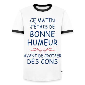 Ce Matin J'étais De Bonne Humeur - T-shirt contrasté Homme - blanc/noir - Devant - AI Model Female 172 light (172cm) & AI Model Male 178 dark (178cm)