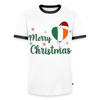 Merry Christmas Ireland - Men's Ringer Shirt - white/black - Front - AI Model Female 172 light (172cm) & AI Model Male 178 dark (178cm)