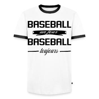 Baseball Un Jour Baseball Toujours Sport Humour - T-shirt contrasté Homme - blanc/noir - Devant - AI Model Female 172 light (172cm) & AI Model Male 178 dark (178cm)