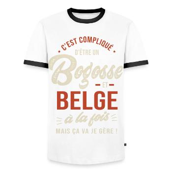 Belge Bogosse Cadeau Humour Belgique - T-shirt contrasté Homme - blanc/noir - Devant - AI Model Female 172 light (172cm) & AI Model Male 178 dark (178cm)