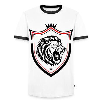 Löwe Symbol Kopf Schild - Männer Kontrast-T-Shirt - Weiß/Schwarz - Vorne - AI Model Female 172 light (172cm) & AI Model Male 178 dark (178cm)