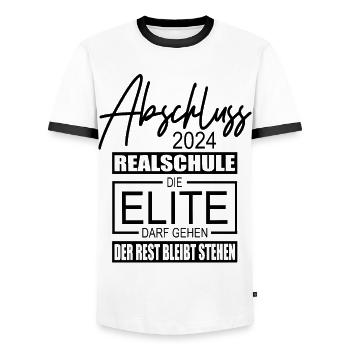 Abschluss 2024 Realschule - Männer Kontrast-T-Shirt - Weiß/Schwarz - Vorne - AI Model Female 172 light (172cm) & AI Model Male 178 dark (178cm)