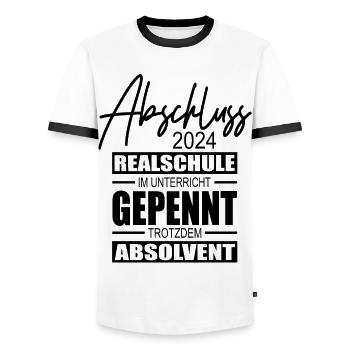 Abschluss 2024 Realschule - Männer Kontrast-T-Shirt - Weiß/Schwarz - Vorne - AI Model Female 172 light (172cm) & AI Model Male 178 dark (178cm)