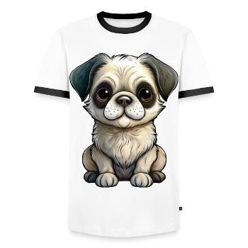 Puppy Dog - T-shirt contrasté Homme - blanc/noir - Devant - AI Model Female 172 light (172cm) & AI Model Male 178 dark (178cm)