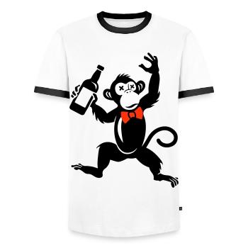 Monkey Funny Party Bachelor Groom Groom - Men's Ringer Shirt - white/black - Front - AI Model Female 172 light (172cm) & AI Model Male 178 dark (178cm)
