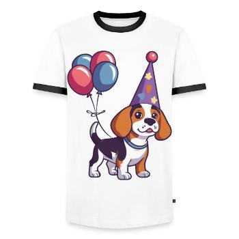 Beagle Hunde Geburtstag Baby - Männer Kontrast-T-Shirt - Weiß/Schwarz - Vorne - AI Model Female 172 light (172cm) & AI Model Male 178 dark (178cm)