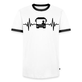 Busfahrer Herzschlag - Männer Kontrast-T-Shirt - Weiß/Schwarz - Vorne - AI Model Female 172 light (172cm) & AI Model Male 178 dark (178cm)