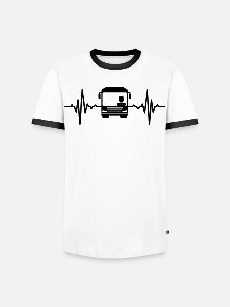 Bus driver heartbeat - Men's Ringer Shirt - white/black