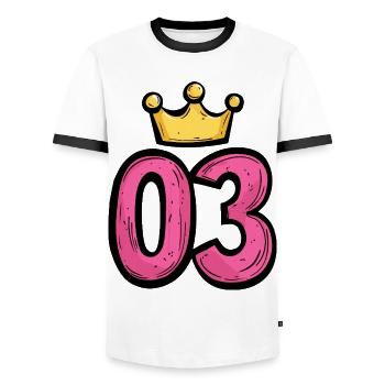 Couronne à 3 chiffres - T-shirt contrasté Homme - blanc/noir - Devant - AI Model Female 172 light (172cm) & AI Model Male 178 dark (178cm)