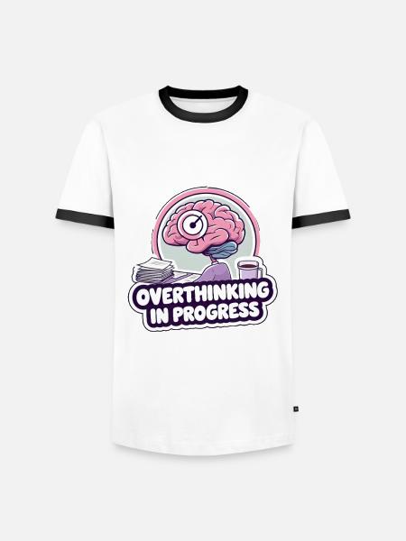 Overthinking in Progress – Funny Brain - Men's Ringer Shirt - white/black