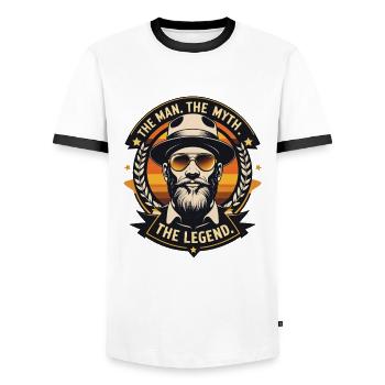The man. The legend. Father's Day design - Men's Ringer Shirt - white/black - Front - AI Model Female 172 light (172cm) & AI Model Male 178 dark (178cm)