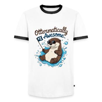 Süßer Otter für Kinder – Lustiges Geburtstagsdesig - Männer Kontrast-T-Shirt - Weiß/Schwarz - Vorne - AI Model Female 172 light (172cm) & AI Model Male 178 dark (178cm)