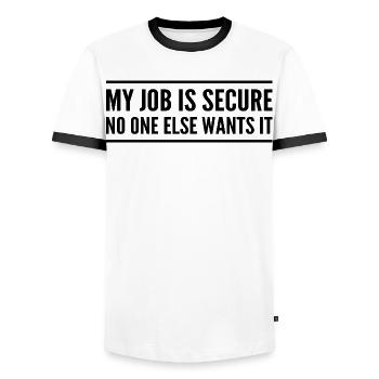 Emploi garanti : personne d'autre n'en veut - T-shirt contrasté Homme - blanc/noir - Devant - AI Model Female 172 light (172cm) & AI Model Male 178 dark (178cm)