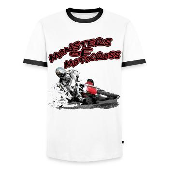 monsters_of_motocross_2 - Männer Kontrast-T-Shirt - Weiß/Schwarz - Vorne - AI Model Female 172 light (172cm) & AI Model Male 178 dark (178cm)