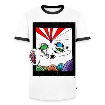 chemise cadeau art visage abstrait - T-shirt contrasté Homme - blanc/noir - Devant - AI Model Female 172 light (172cm) & AI Model Male 178 dark (178cm)