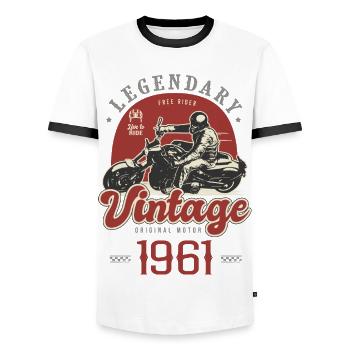 1961 anniversary motorcycle biker vintage 61 years - Men's Ringer Shirt - white/black - Front - AI Model Female 172 light (172cm) & AI Model Male 178 dark (178cm)
