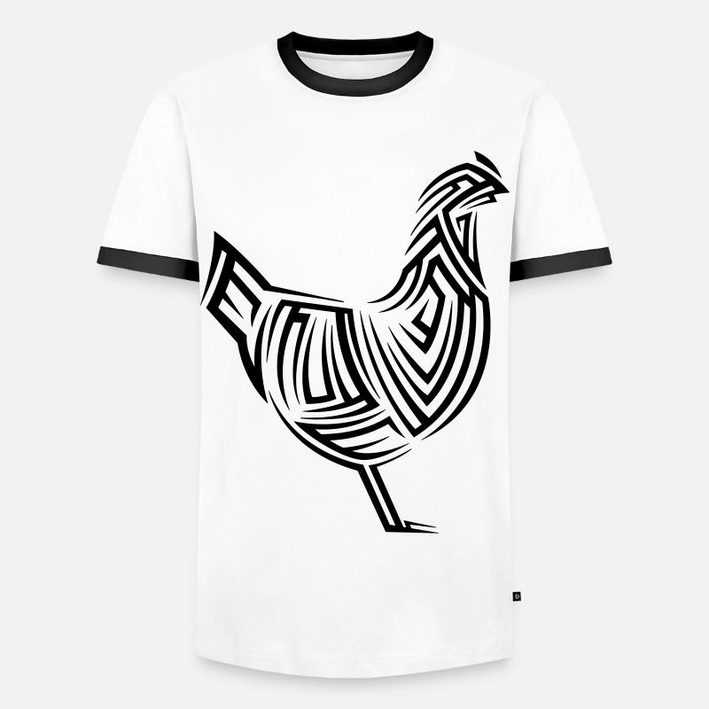 Tatouage tribal de poulet - T-shirt contrasté Homme - blanc/noir