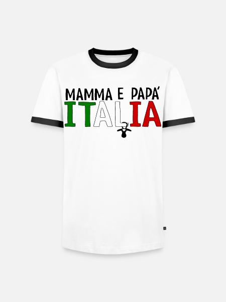 Mamma e papa Italia - Männer Kontrast-T-Shirt - Weiß/Schwarz