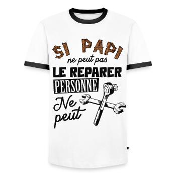 idée cadeau papi - T-shirt contrasté Homme - blanc/noir - Devant - AI Model Female 172 light (172cm) & AI Model Male 178 dark (178cm)