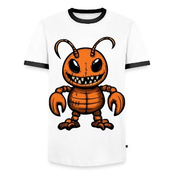 Homard Crabe Halloween Bande Dessinée Drôle - T-shirt contrasté Homme - blanc/noir - Devant - AI Model Female 172 light (172cm) & AI Model Male 178 dark (178cm)