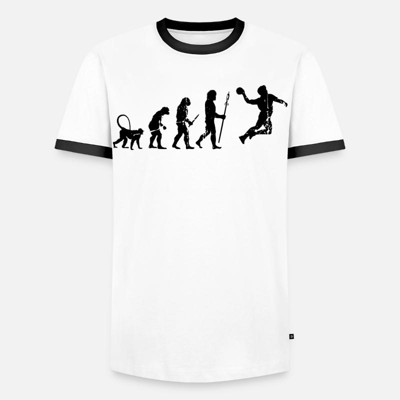 Funny handball player Evolution - Men's Ringer Shirt - white/black