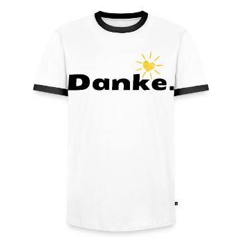 Sunheart Doodle - Men's Ringer Shirt - white/black - Front - AI Model Female 172 light (172cm) & AI Model Male 178 dark (178cm)