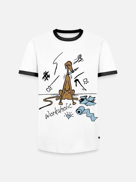 workaholic - Männer Kontrast-T-Shirt - Weiß/Schwarz