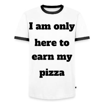 Je ne suis ici que pour gagner ma chemise d'entraînement de pizza - T-shirt contrasté Homme - blanc/noir - Devant - AI Model Female 172 light (172cm) & AI Model Male 178 dark (178cm)