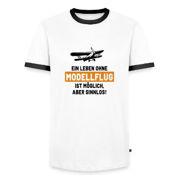 Ein Leben ohne Modellflug ist möglich aber sinnlos - Männer Kontrast-T-Shirt - Weiß/Schwarz - Vorne - AI Model Female 172 light (172cm) & AI Model Male 178 dark (178cm)