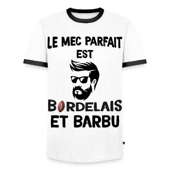 Le Mec Parfait Est Bordelais Et Barbu - T-shirt contrasté Homme - blanc/noir - Devant - AI Model Female 172 light (172cm) & AI Model Male 178 dark (178cm)