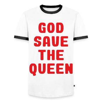 God save the queen elizabeth - Männer Kontrast-T-Shirt - Weiß/Schwarz - Vorne - AI Model Female 172 light (172cm) & AI Model Male 178 dark (178cm)