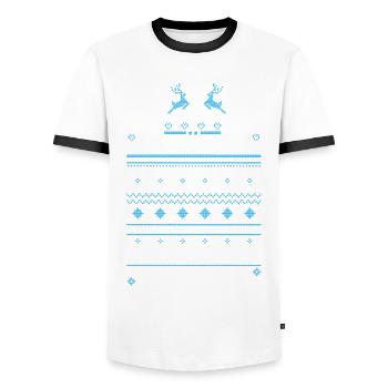 Bayerische Weihnachten Ugly-Xmas Sweater Strick - Männer Kontrast-T-Shirt - Weiß/Schwarz - Vorne - AI Model Female 172 light (172cm) & AI Model Male 178 dark (178cm)