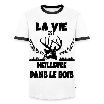 Chasse Vie De Chasseur Vie Merveilleuse - T-shirt contrasté Homme - blanc/noir - Devant - AI Model Female 172 light (172cm) & AI Model Male 178 dark (178cm)