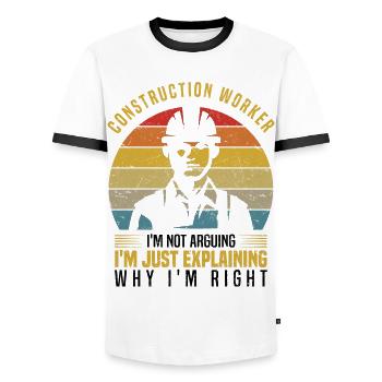 Construction worker - Men's Ringer Shirt - white/black - Front - AI Model Female 172 light (172cm) & AI Model Male 178 dark (178cm)