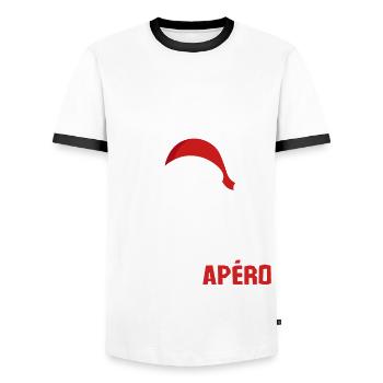 Père Noel avant les cadeaux c est l apéro 2 - T-shirt contrasté Homme - blanc/noir - Devant - AI Model Female 172 light (172cm) & AI Model Male 178 dark (178cm)
