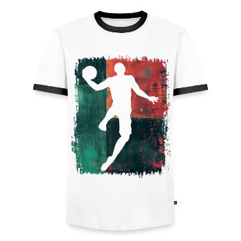 Basketball Basketballer Spieler Fan Vintage Retro - Männer Kontrast-T-Shirt - Weiß/Schwarz - Vorne - AI Model Female 172 light (172cm) & AI Model Male 178 dark (178cm)