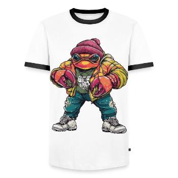 Crab Crab Funny Winter - Men's Ringer Shirt - white/black - Front - AI Model Female 172 light (172cm) & AI Model Male 178 dark (178cm)
