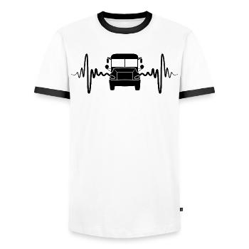 Bus de battement de cœur - T-shirt contrasté Homme - blanc/noir - Devant - AI Model Female 172 light (172cm) & AI Model Male 178 dark (178cm)
