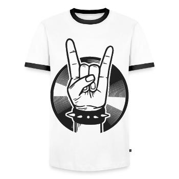 Metal Music Rock Hardcore Metal - Men's Ringer Shirt - white/black - Front - AI Model Female 172 light (172cm) & AI Model Male 178 dark (178cm)