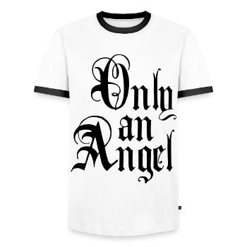 Seulement un ange 06 / Seul un ange - T-shirt contrasté Homme - blanc/noir - Devant - AI Model Female 172 light (172cm) & AI Model Male 178 dark (178cm)
