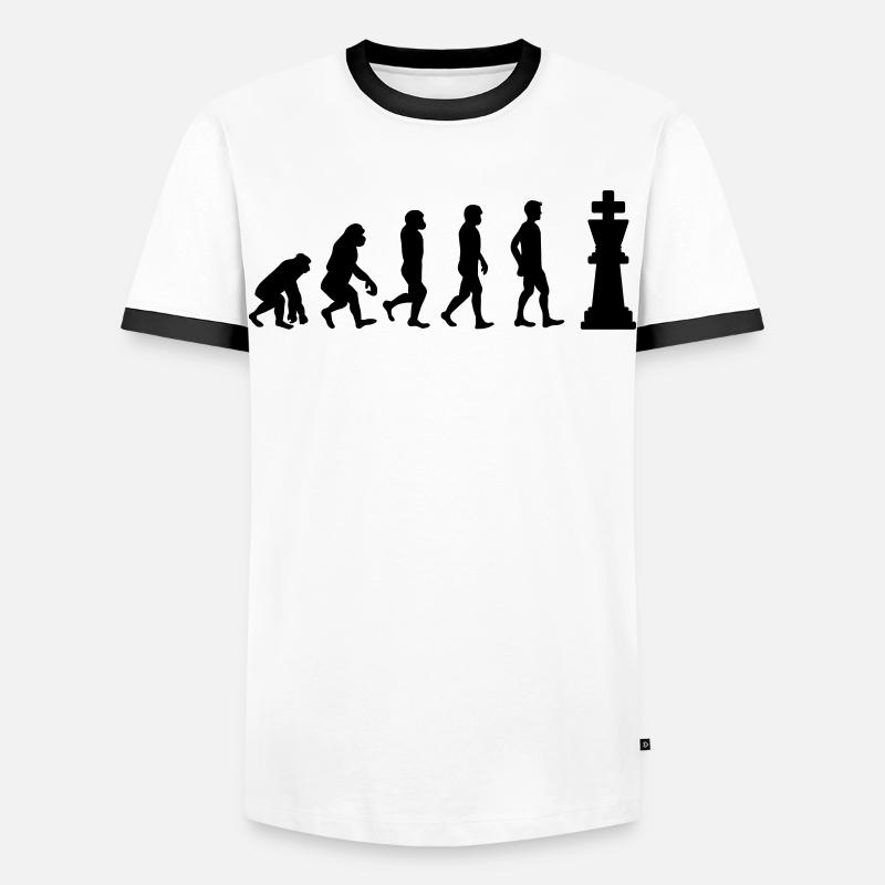 Evolution du jeu d’échecs - T-shirt contrasté Homme - blanc/noir