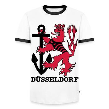 Duesseldorf Dusseldorf Düsseldorf loewe sailor - Men's Ringer Shirt - white/black - Front - AI Model Female 172 light (172cm) & AI Model Male 178 dark (178cm)